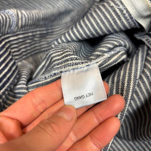 Hey Gang Striped Engineer Short Sleeve Jumpsuit Coveralls Youth Kids 8/9 - Picture 9 of 11